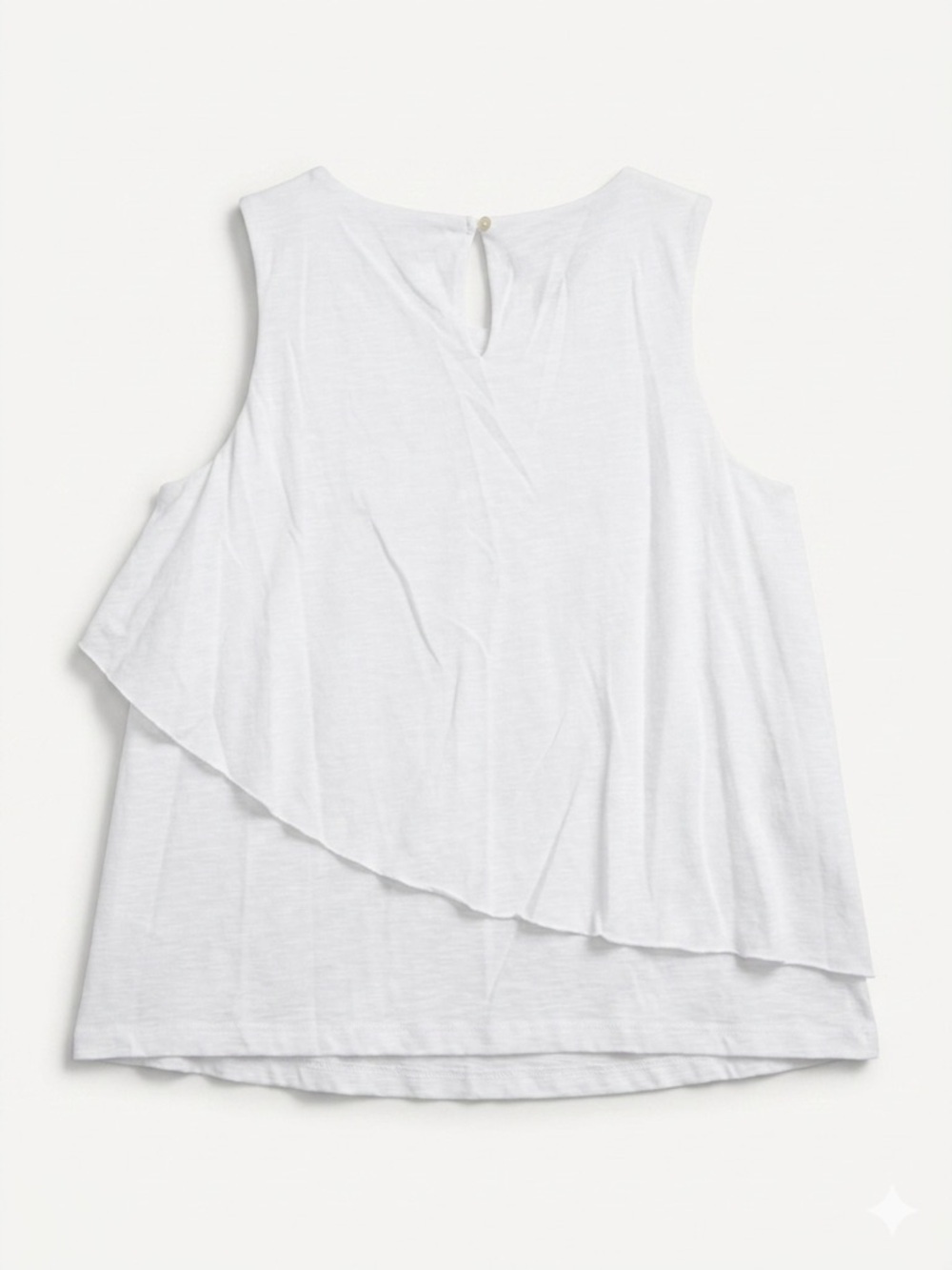 Lord & Taylor White Petite Asymmetrical Layered Tank Top Large